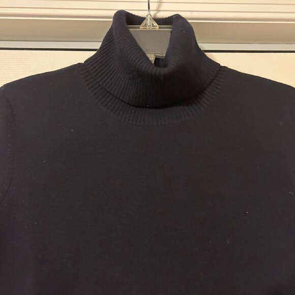 TORY BURCH Harley Sz XS S Navy Blue 100% Wool Turtleneck Long Sweater Coat Set - Picture 15 of 16